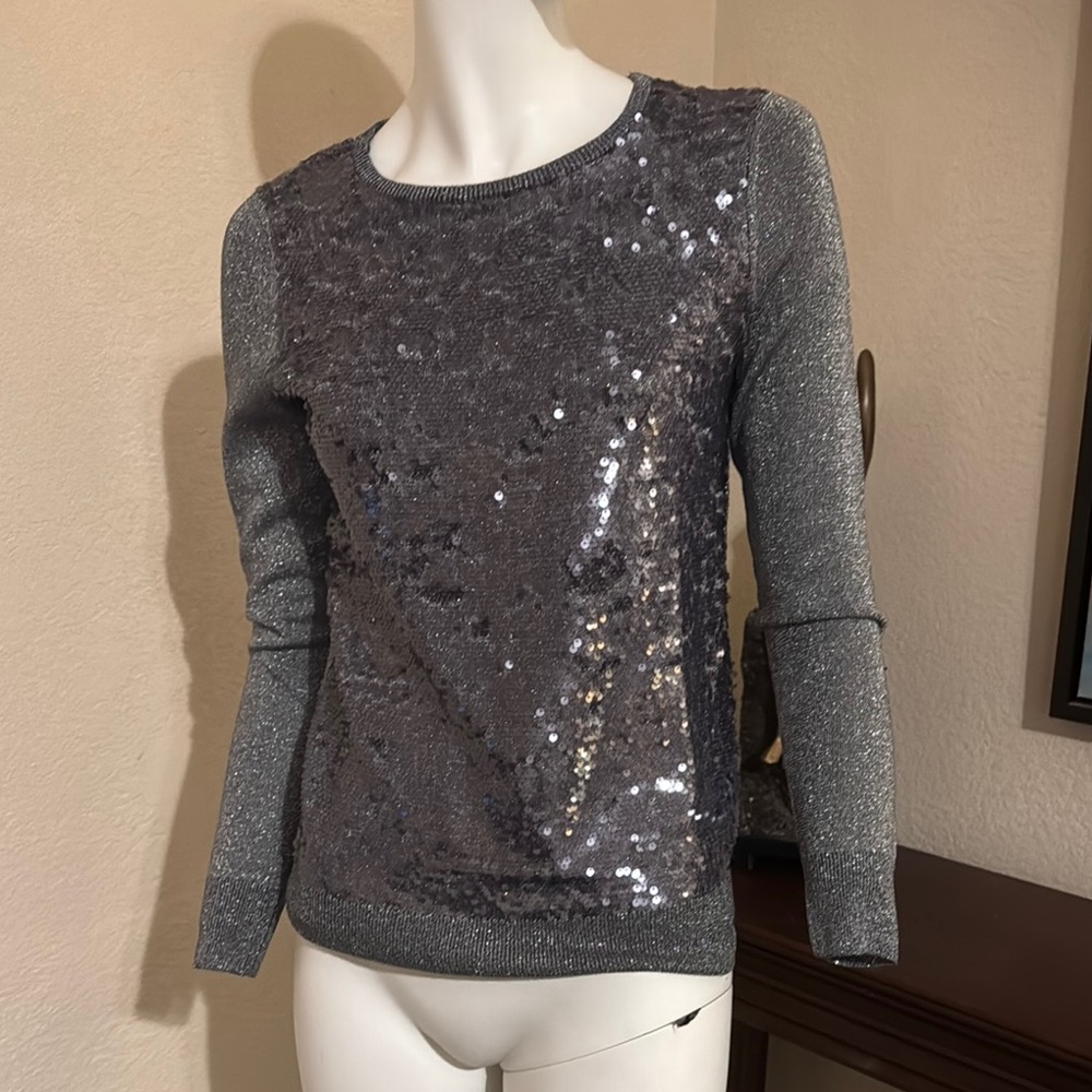 Sequin Gray Sweater NWT SZ S